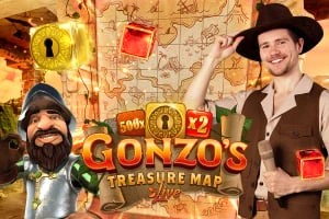 Official Live Dealer logo: Gonzo's Treasure Map by Evolution at Wikiluck